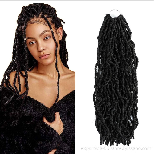 wholesale crochet new locs Soft Gypsy Locs Pre-Looped Wavy Twist Braiding Hair Dreadlocks goddess curly faux locs crochet hair